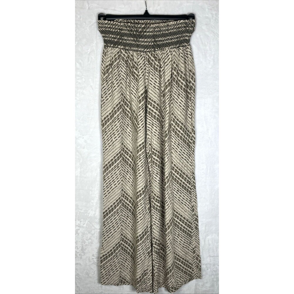 Rewash Women's Pull-On Summer Pants Linen Blend Tan Brown Size Large